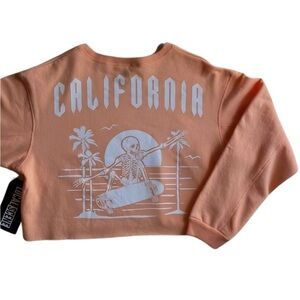HP Stay California Cool in the‎ Local Scene Peach/White Long Sleeve Sweatshirt